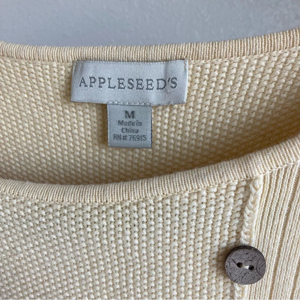 Appleseed’s Light‎ Butter Yellow Knit Sweater 100% Cotton Boho Hipster Medium
